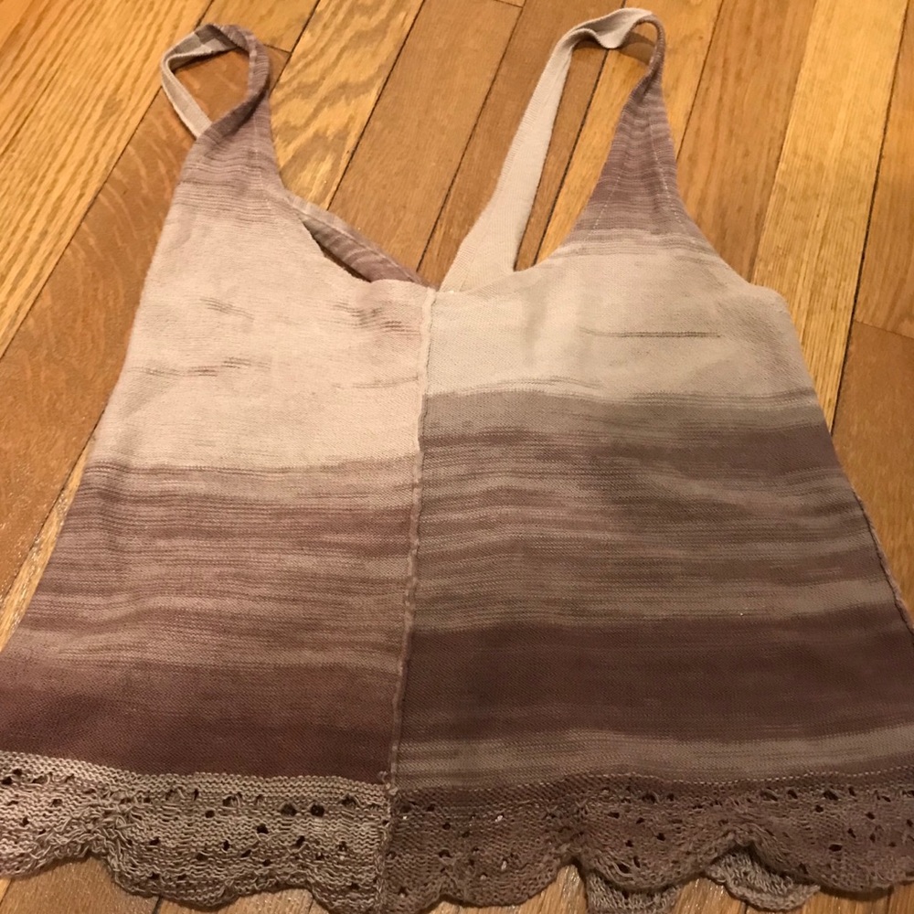 Knit crop top with crochet detail & open back